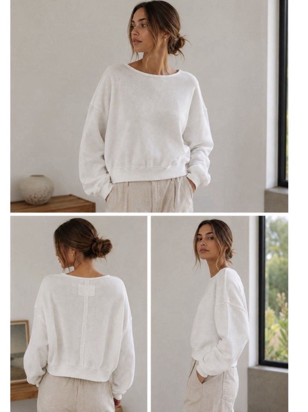 free people We the free cropped white sweater